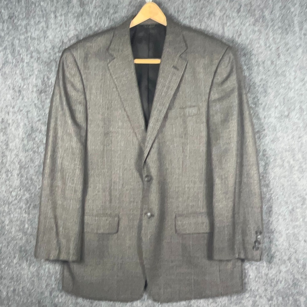 Jos A Bank‎ Tailored Fit Travelers Houndstooth Wool Blazer Men's 42R Gray Plaid - Picture 3 of 12